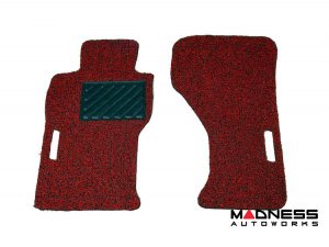 FIAT 124 Floor Mats - All Weather - Rubber Woven Carpet - Black + Red 